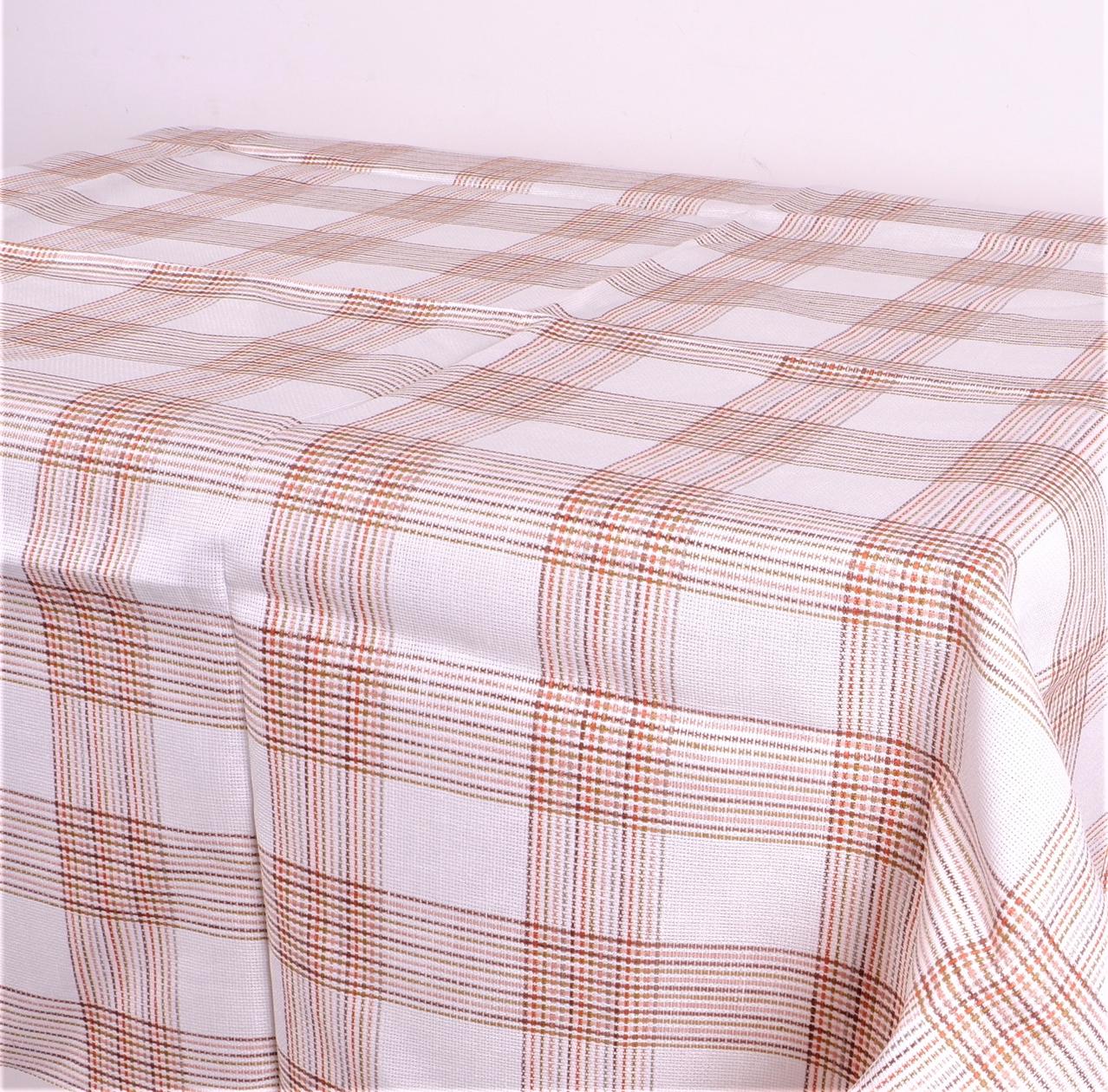 Checkered white linen tablecloth
