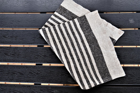 Natur linen napkin - black stripes - Provence