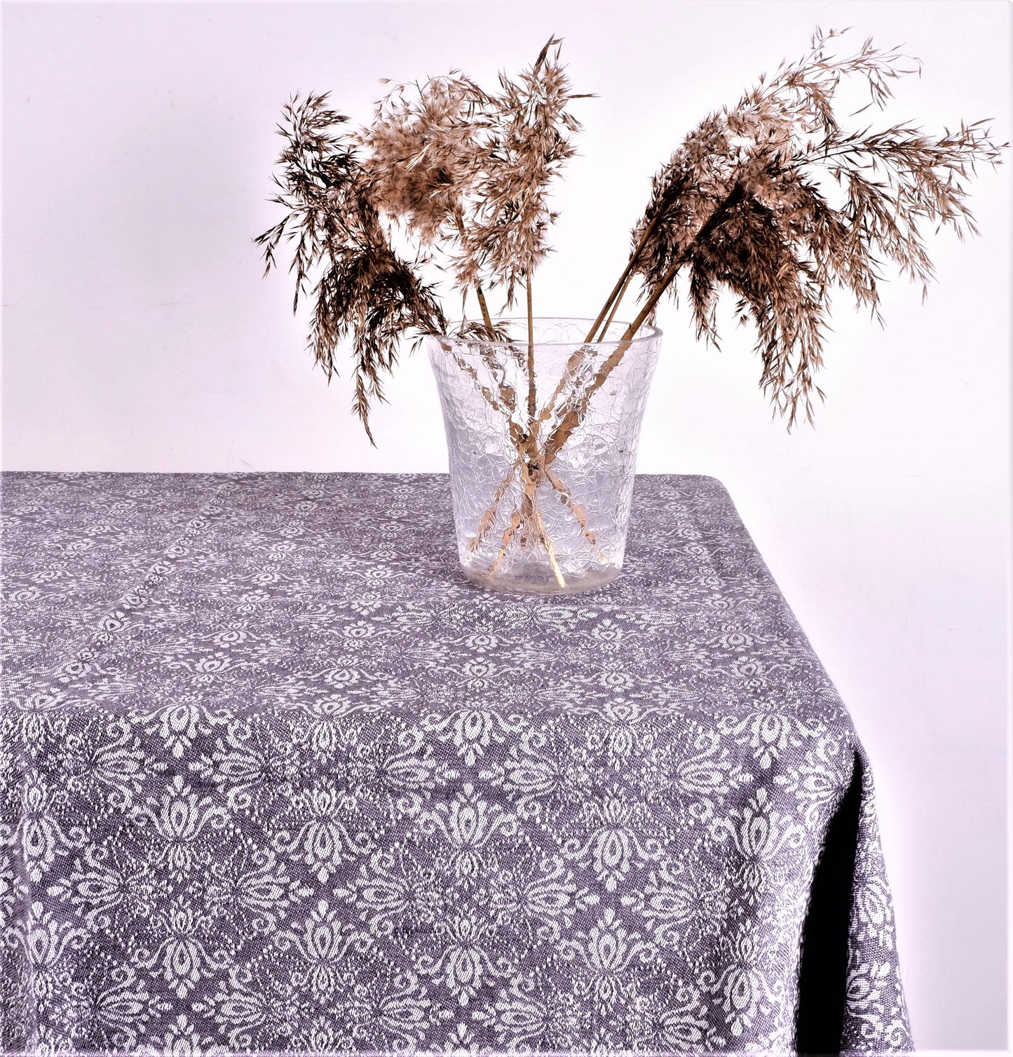 Grey - ornament - linen tablecloth