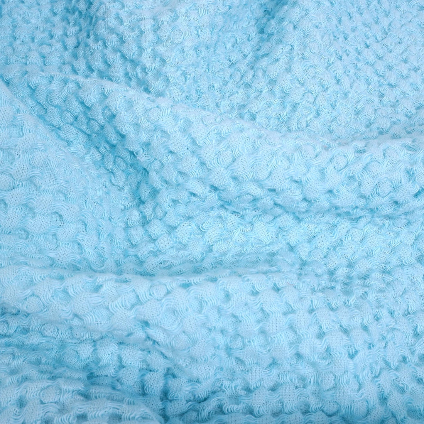 Waffle - aquamarine blue - extra wide - linen fabric - 848VA