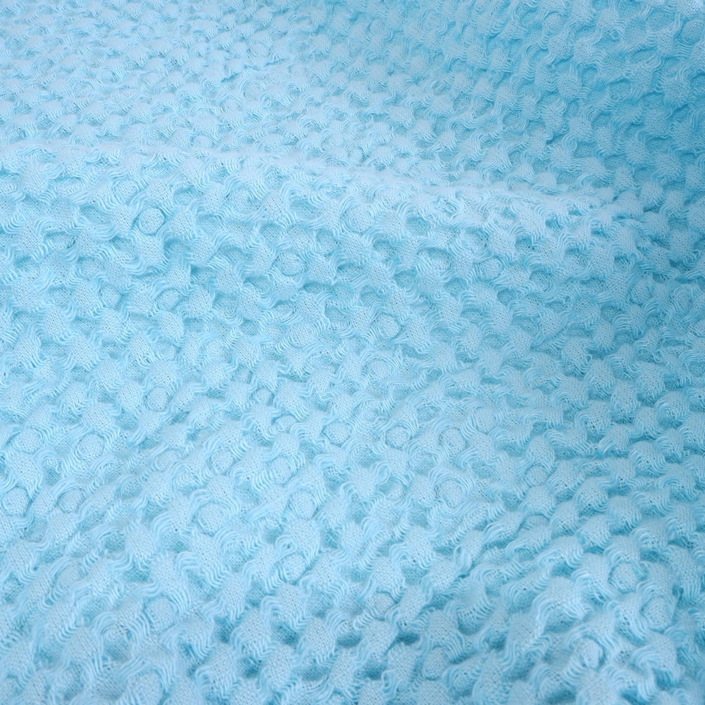 Waffle - aquamarine blue - extra wide - linen fabric - 848VA