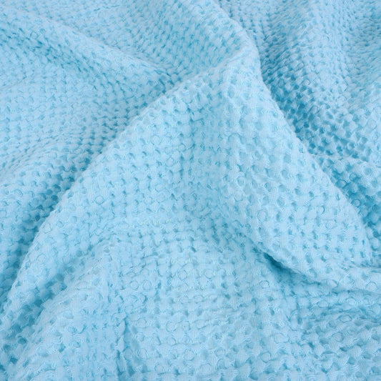 Waffle - aquamarine blue - extra wide - linen fabric - 848VA