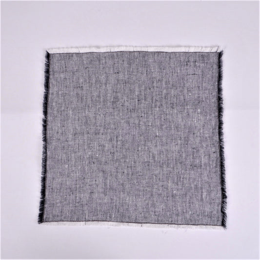 Grey linen napkin - fringed edges