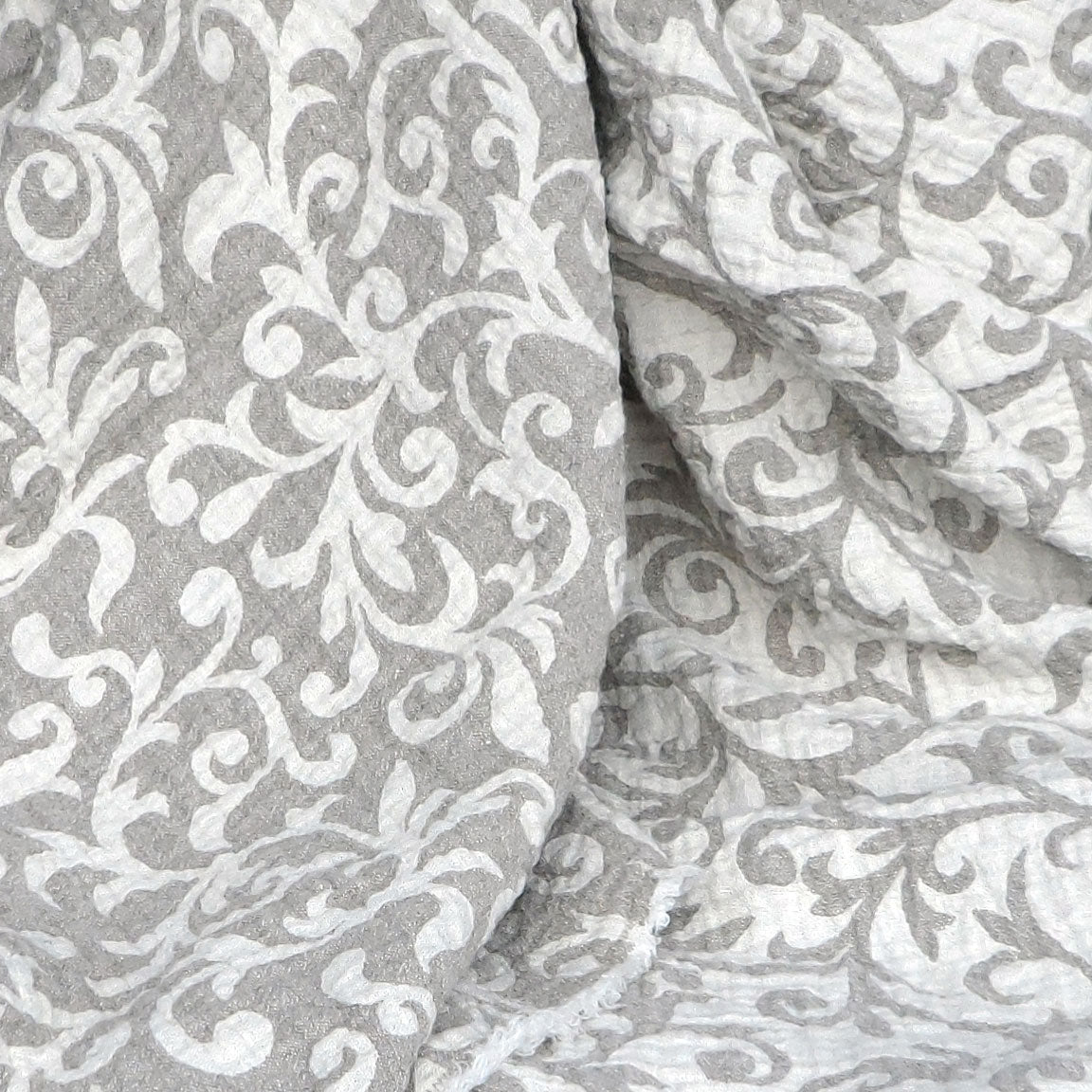 Double sided - floral natur white- linen fabric - 533H