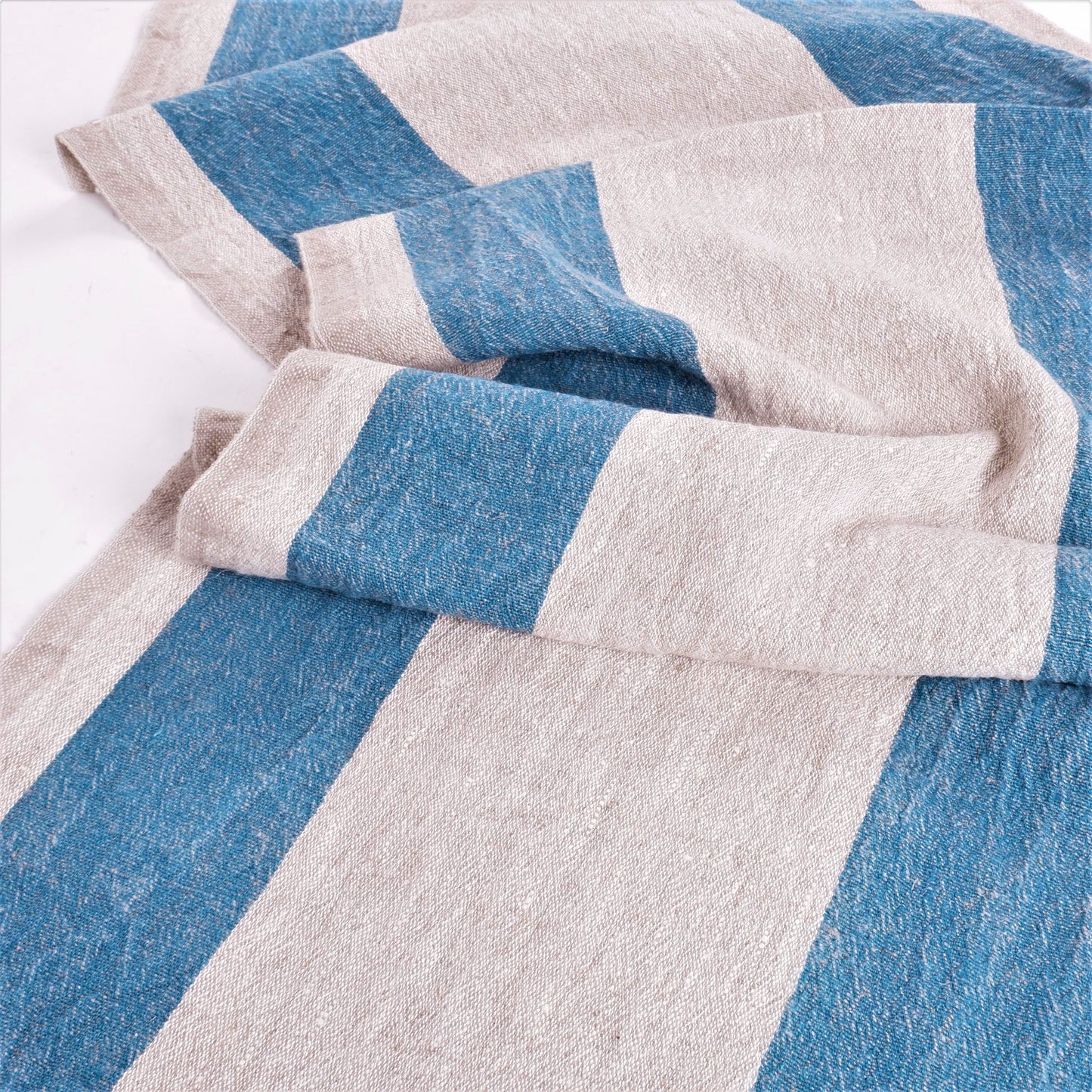 Ocean blue natur - sack weave linen fabric - Tuscany - 041A