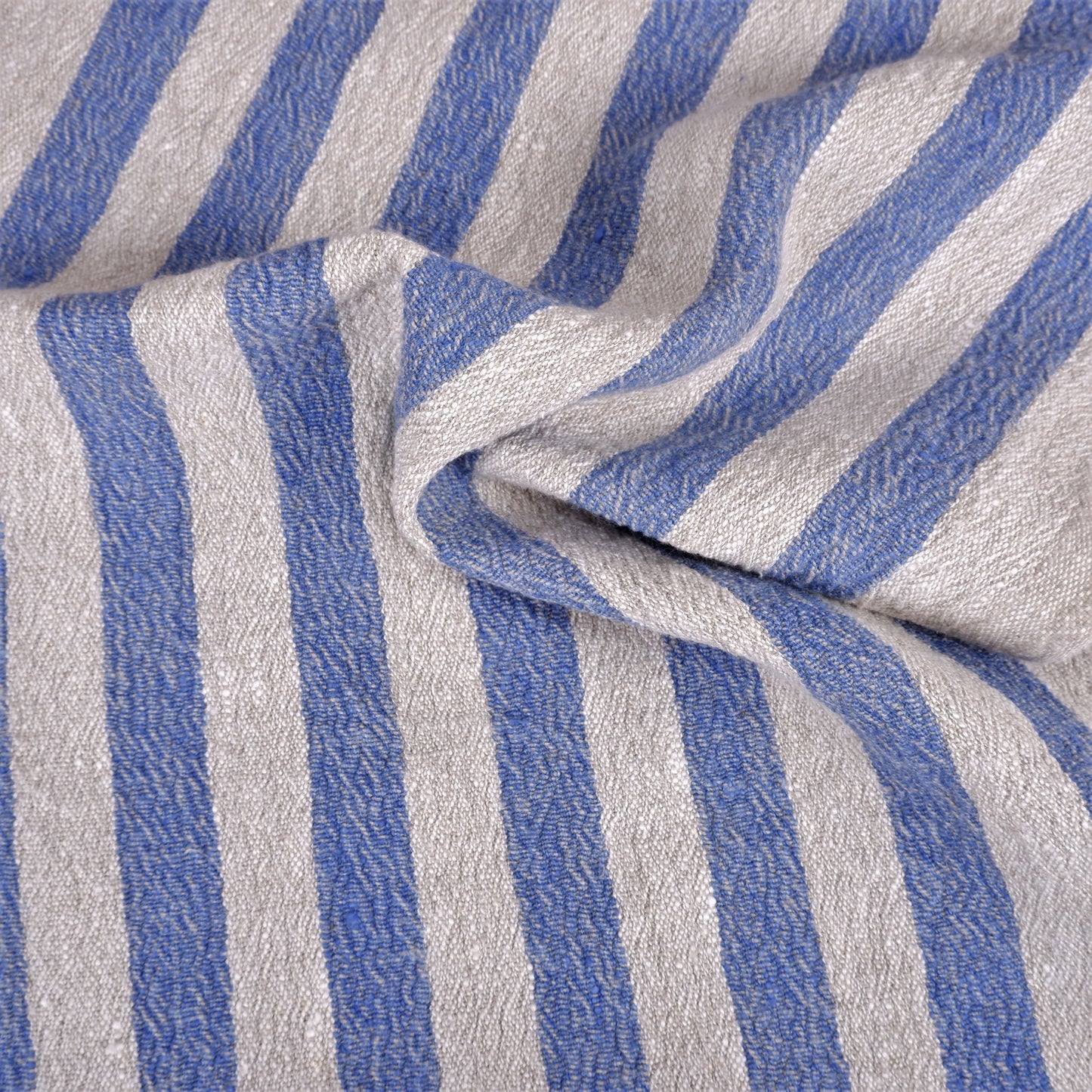 Natur - blue stripes - sack weave - linen fabric - French stripes - 043A