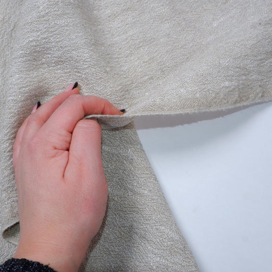 Natur oatmeal - sack weave linen fabric - 045A