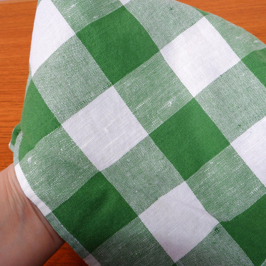 Classic - white green check - linen fabric - 127L