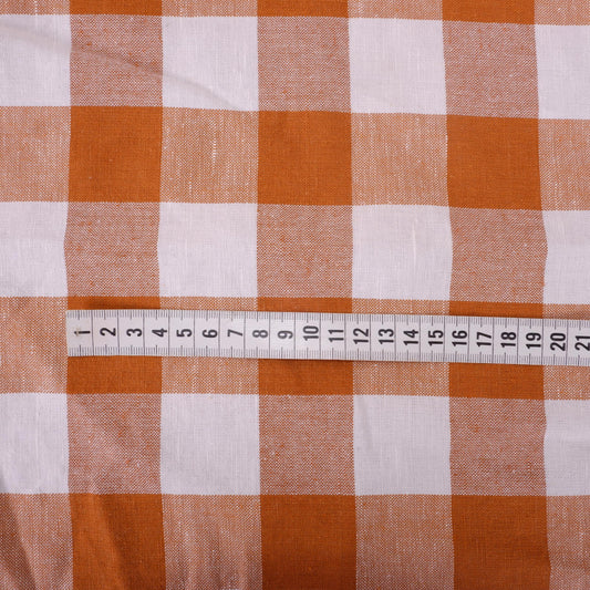 Classic - white brown check - linen fabric - 128L