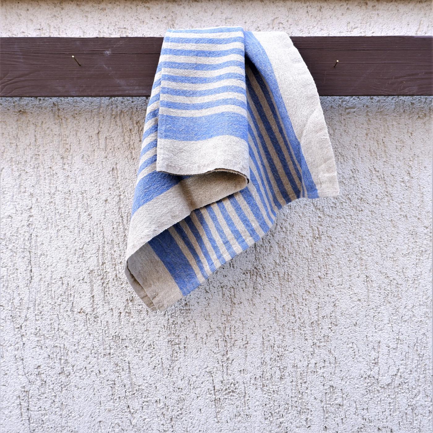 Blue stripes - Kitchen towel - stone washed