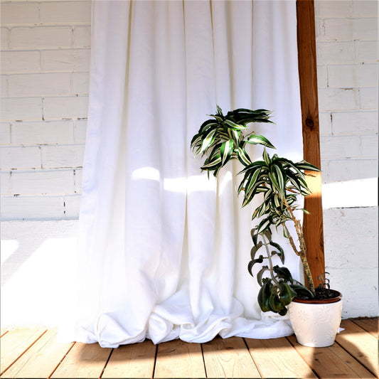 WIDE linen curtains - White with ties