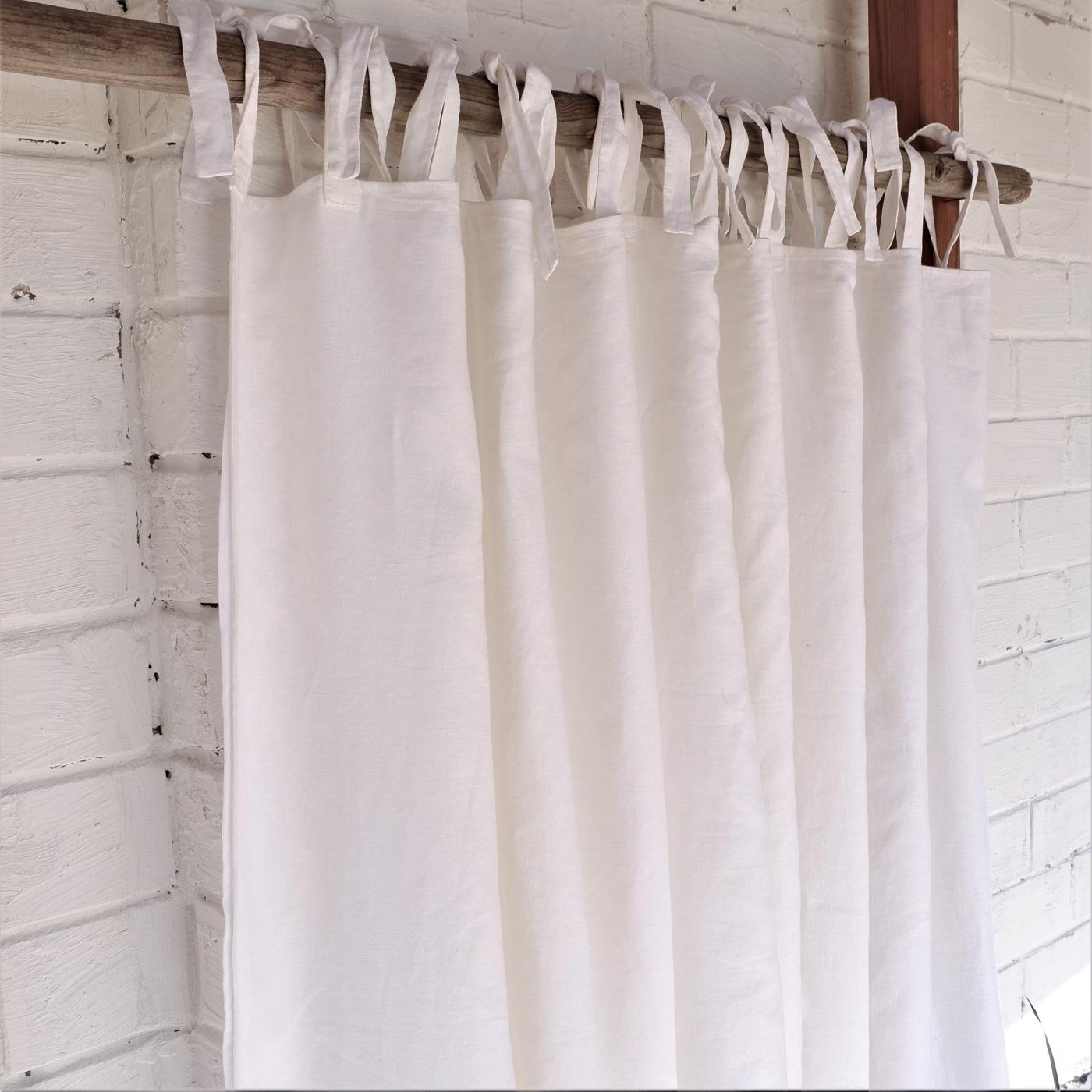 White linen curtains - with ties