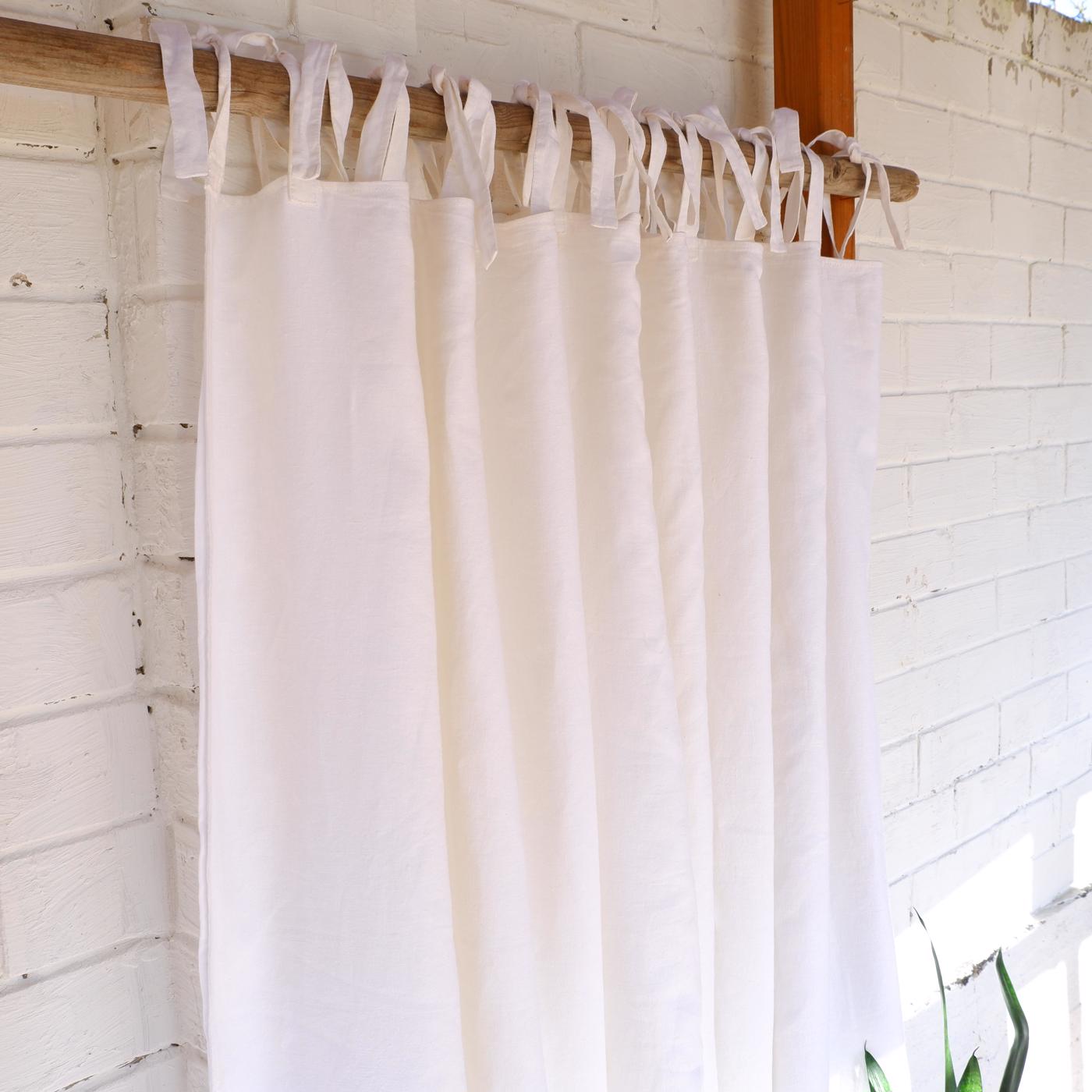 White linen curtains - with ties