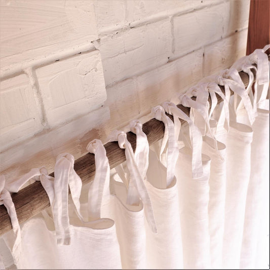 White linen curtains - with ties