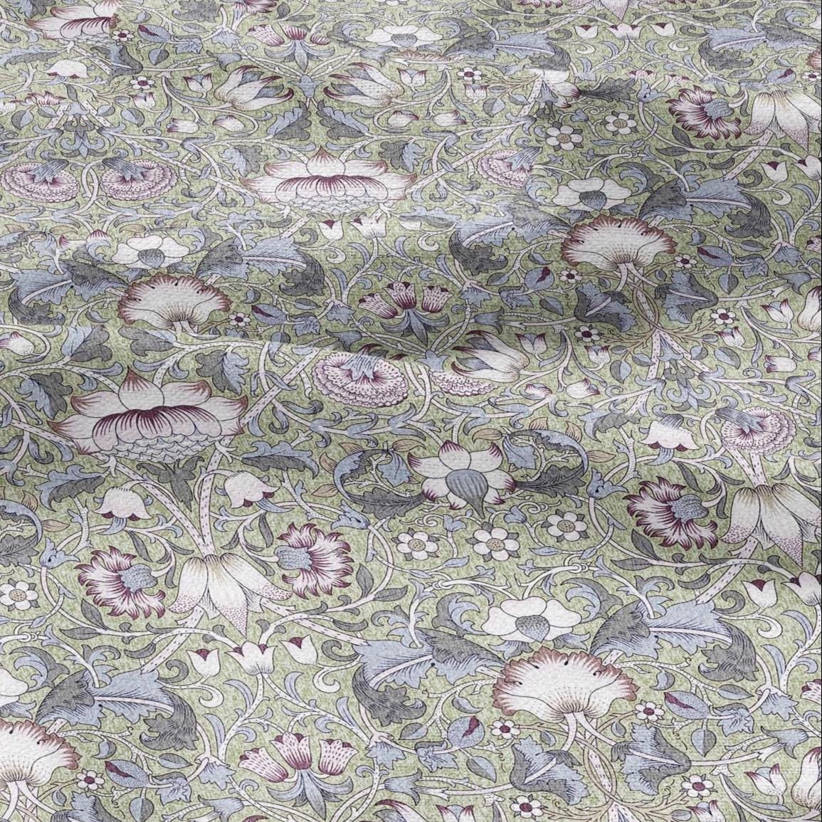 William Morris Lodden blue print on 100% LINEN - Victorian Art crafts linen Fabric - botanical Historical upholstery home textile