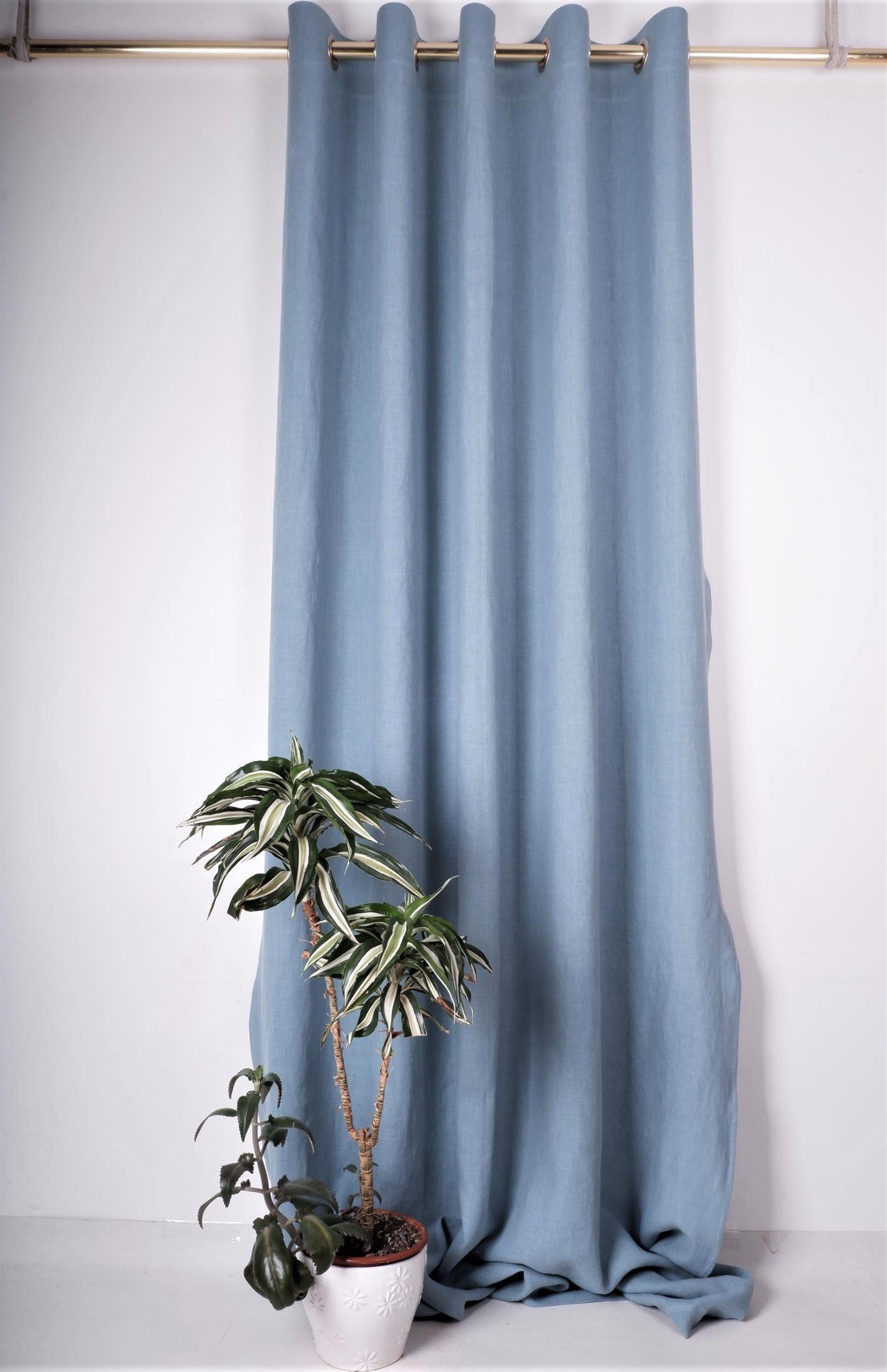 Blue linen curtains- grommet header