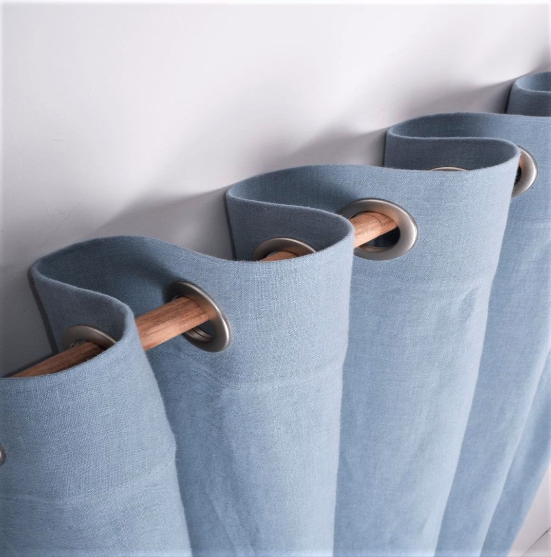 Blue linen curtains- grommet header