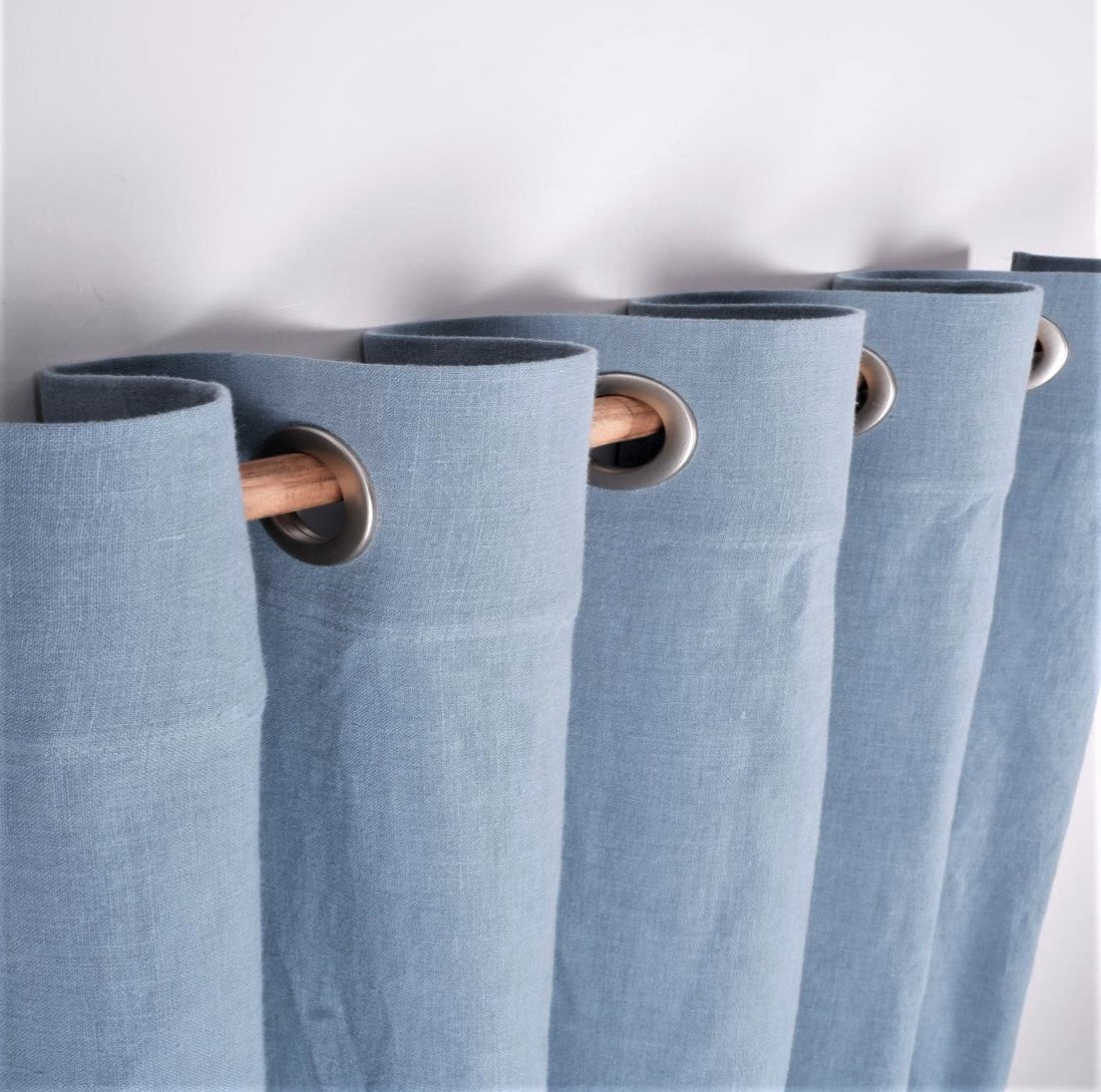 Blue linen curtains- grommet header