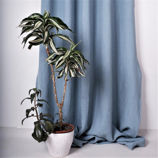Blue linen curtains- grommet header