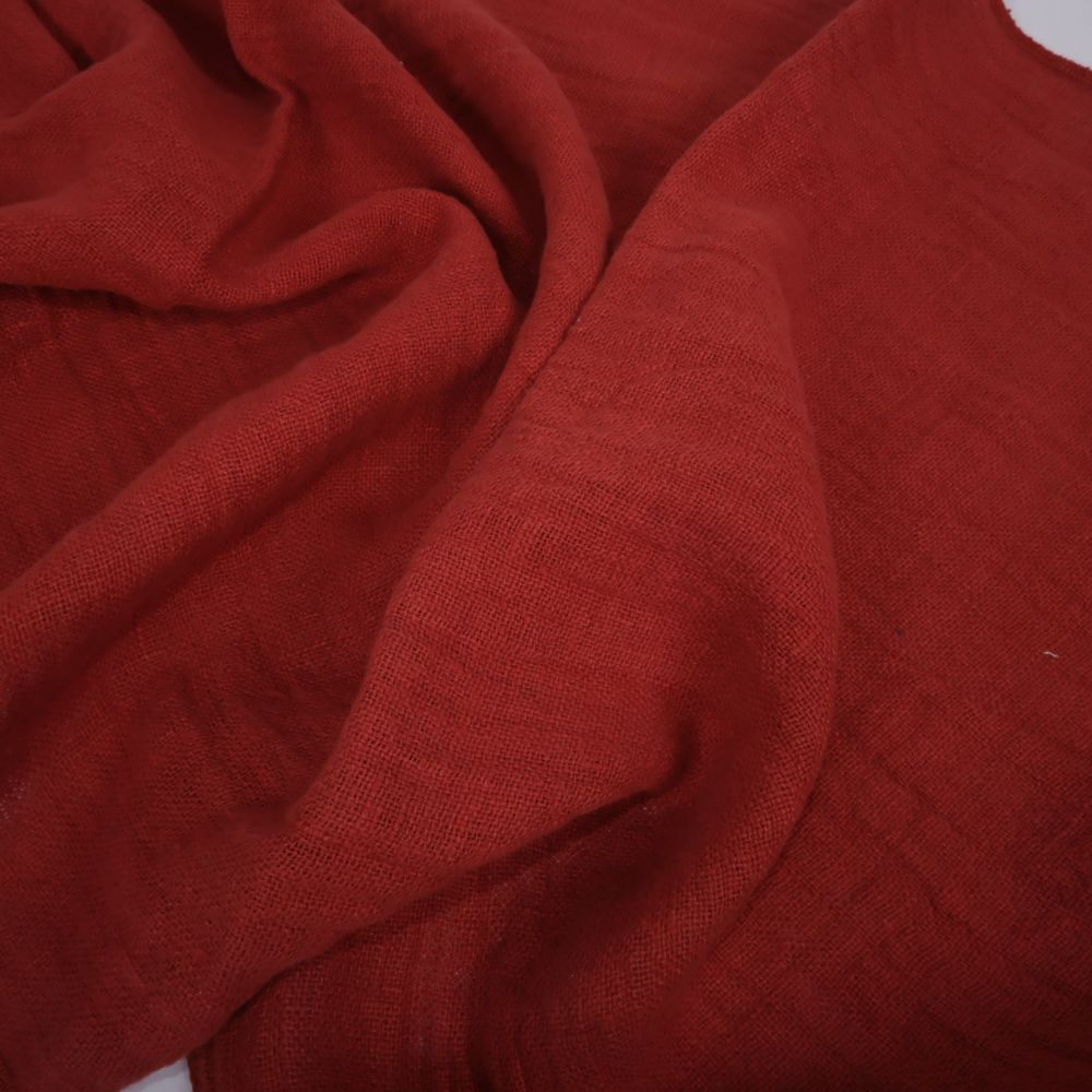 Fluffy linen fabric - brick red - 6561SH