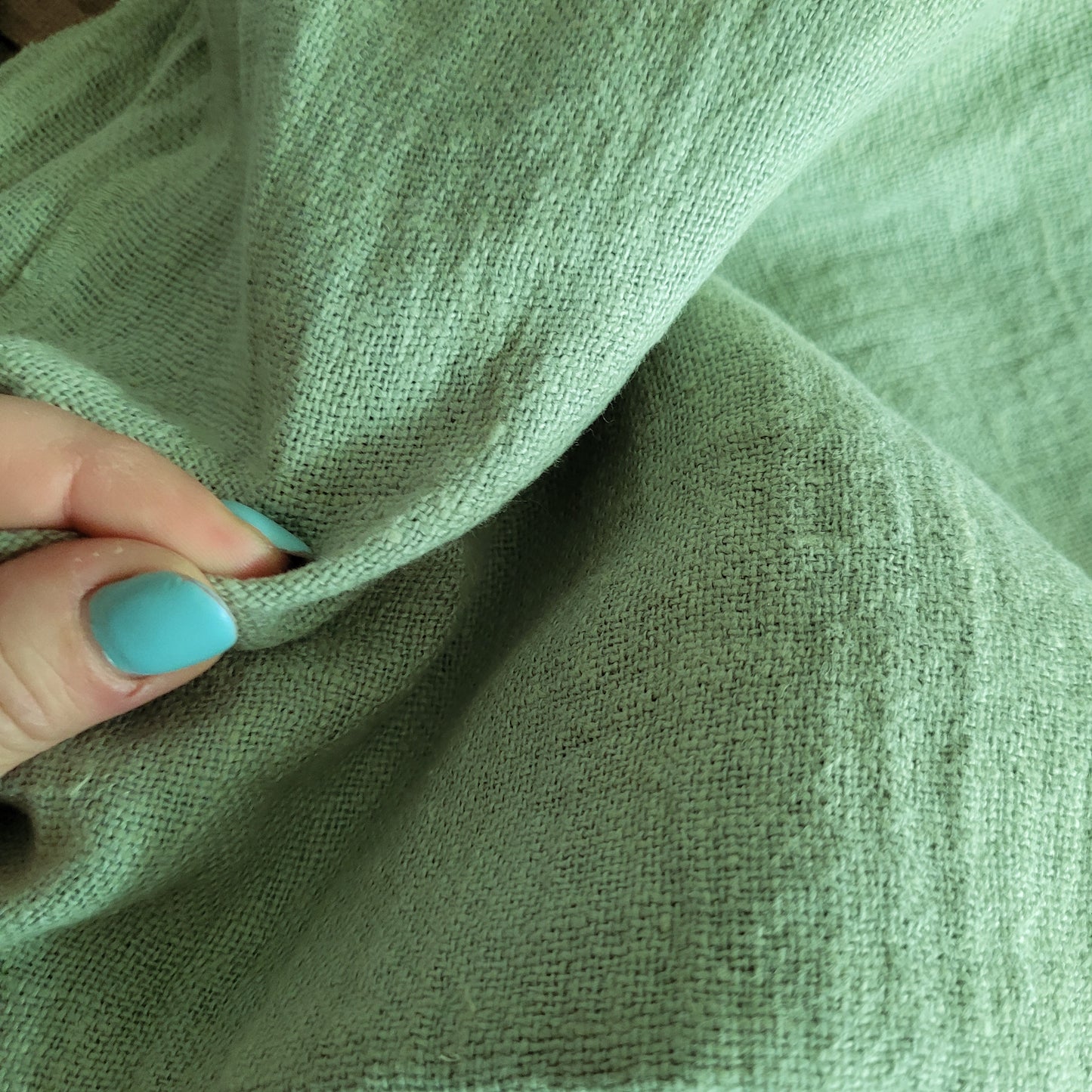 Fluffy linen fabric - Calm green - 6580SH