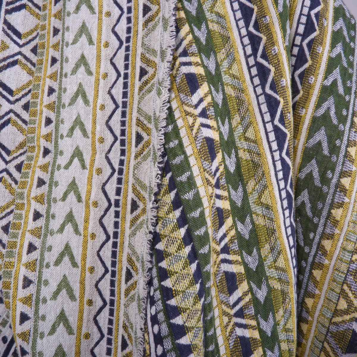 Green and yellow linen blanket - ETNO
