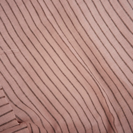 Pink linen fabric with brown stripes - 9933M