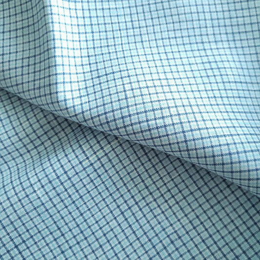 Linen fabric in blue checks - 9931L