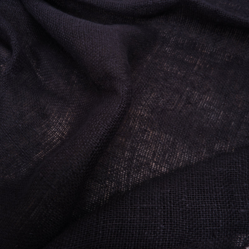 Extra heavy Sheer linen fabric - Black - prewashed - 9939W