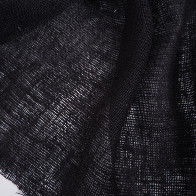 Extra heavy Sheer linen fabric - Black - prewashed - 9939W
