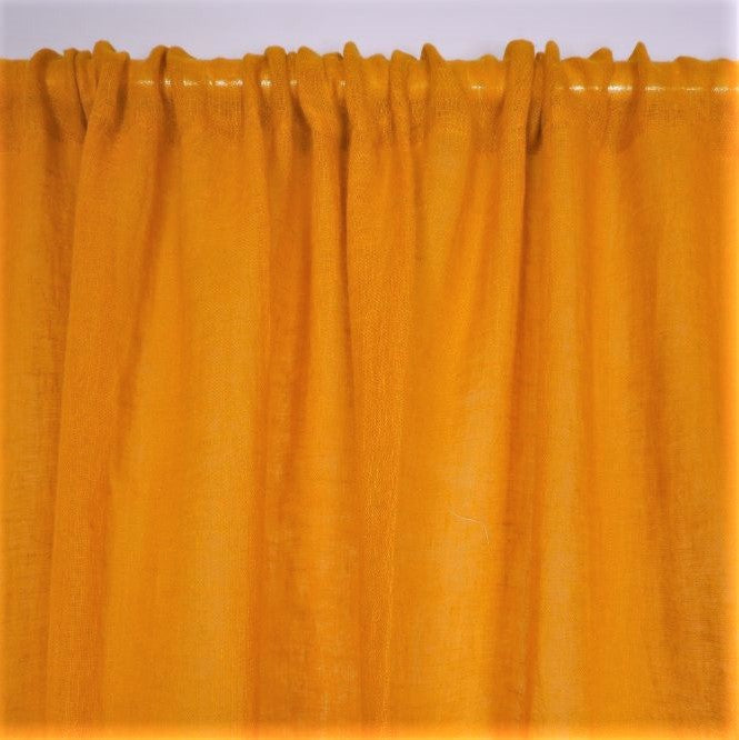 Sheer Linen curtains - with rod pocket - Mustard