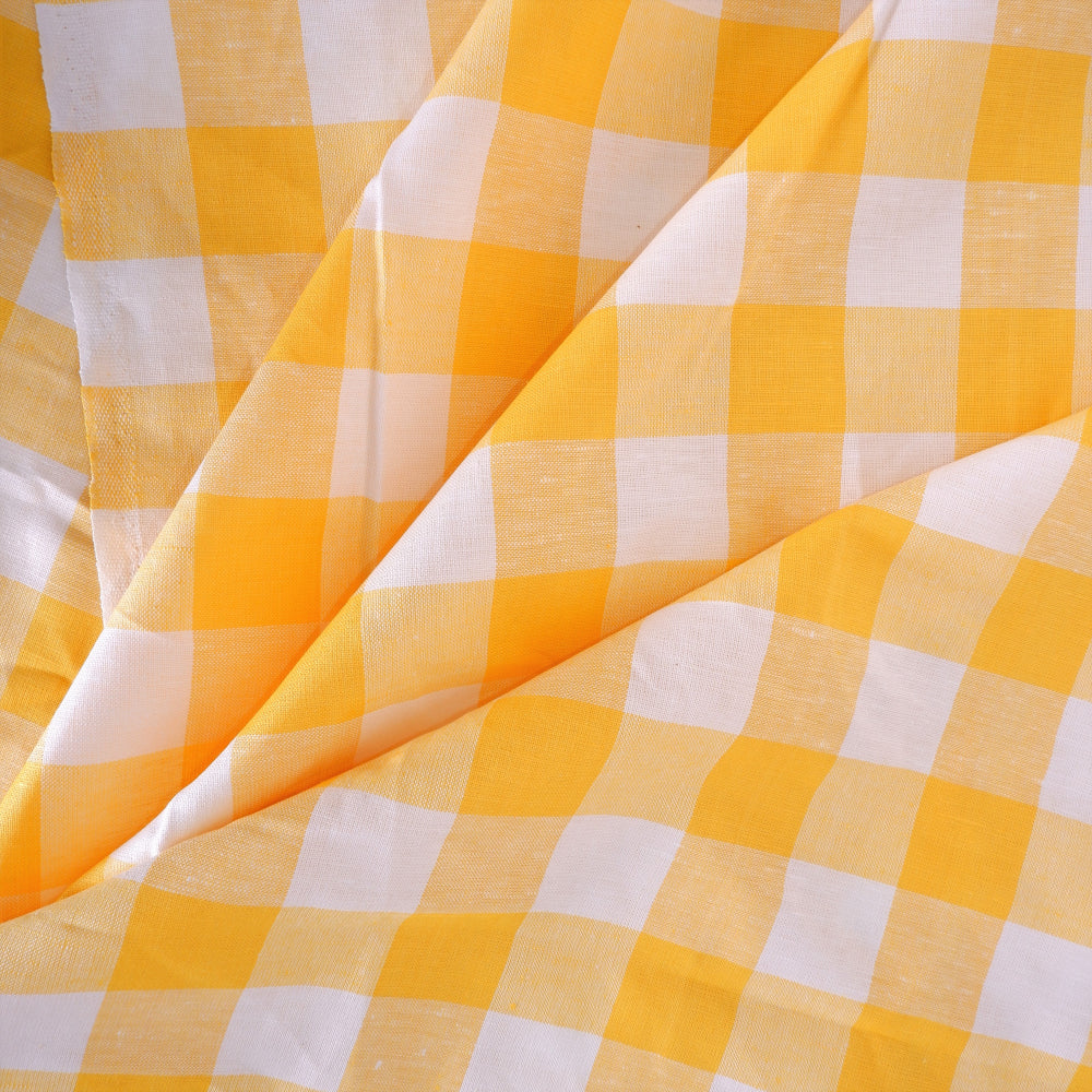 Classic - white yellow check - linen fabric - 242CL