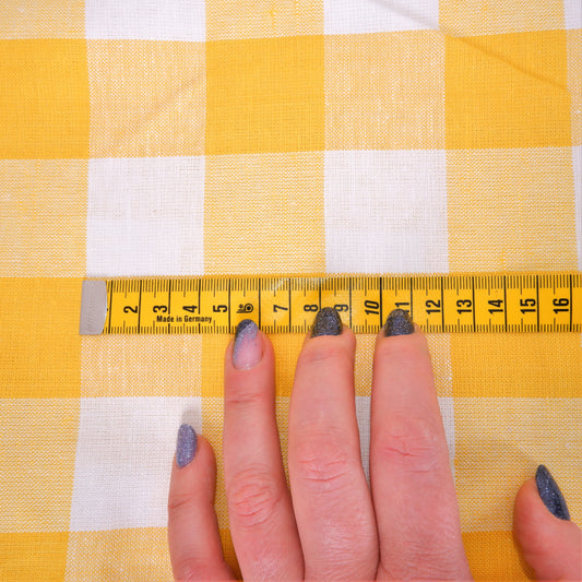 Classic - white yellow check - linen fabric - 242CL