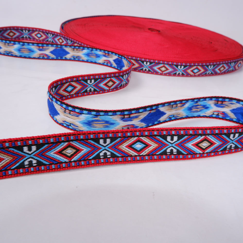 Rhombs - Folk art trim - red and blue 18mm