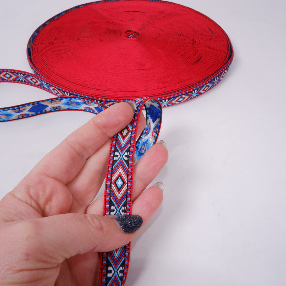 Rhombs - Folk art trim - red and blue 18mm