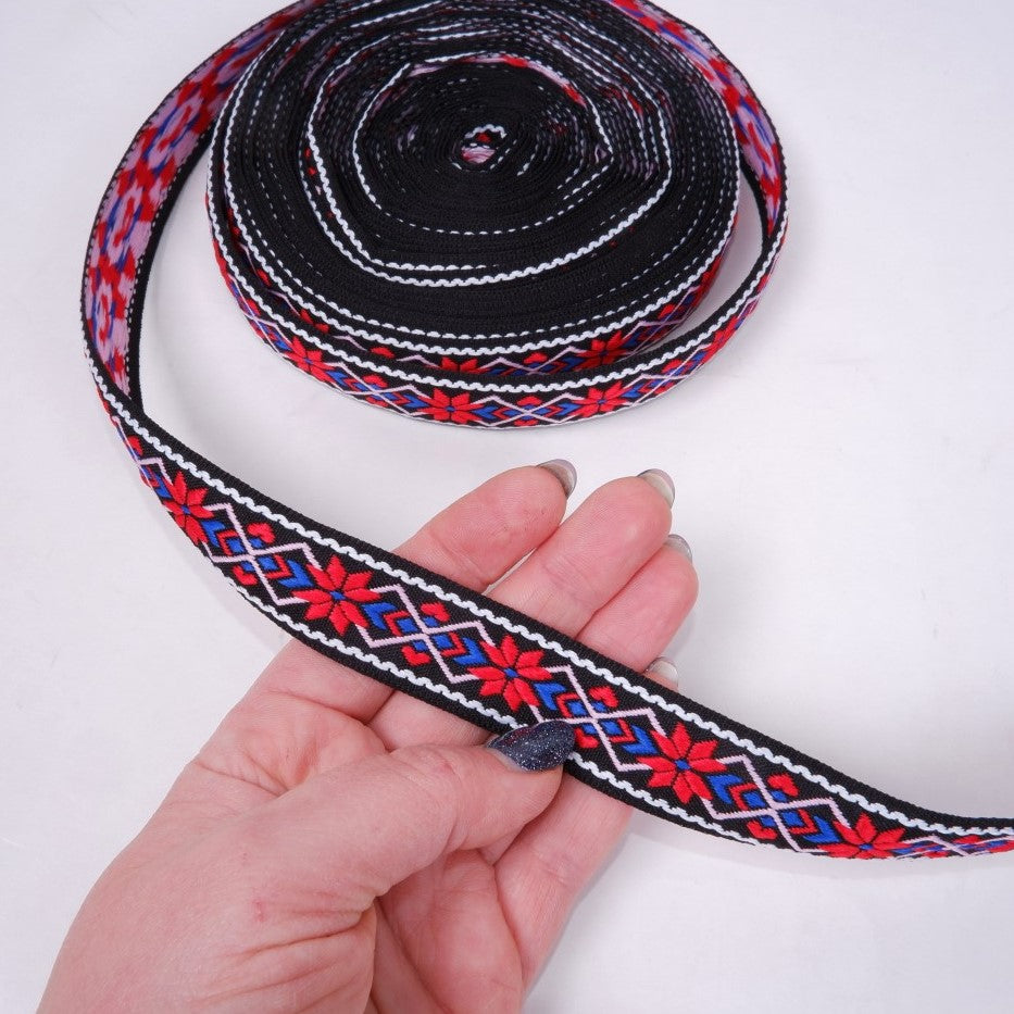 Red Flower - Folk art trim - 20mm