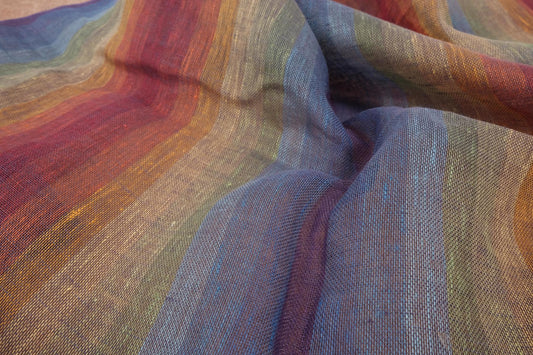 Sheer linen fabric - rainbow stripes - 886SH