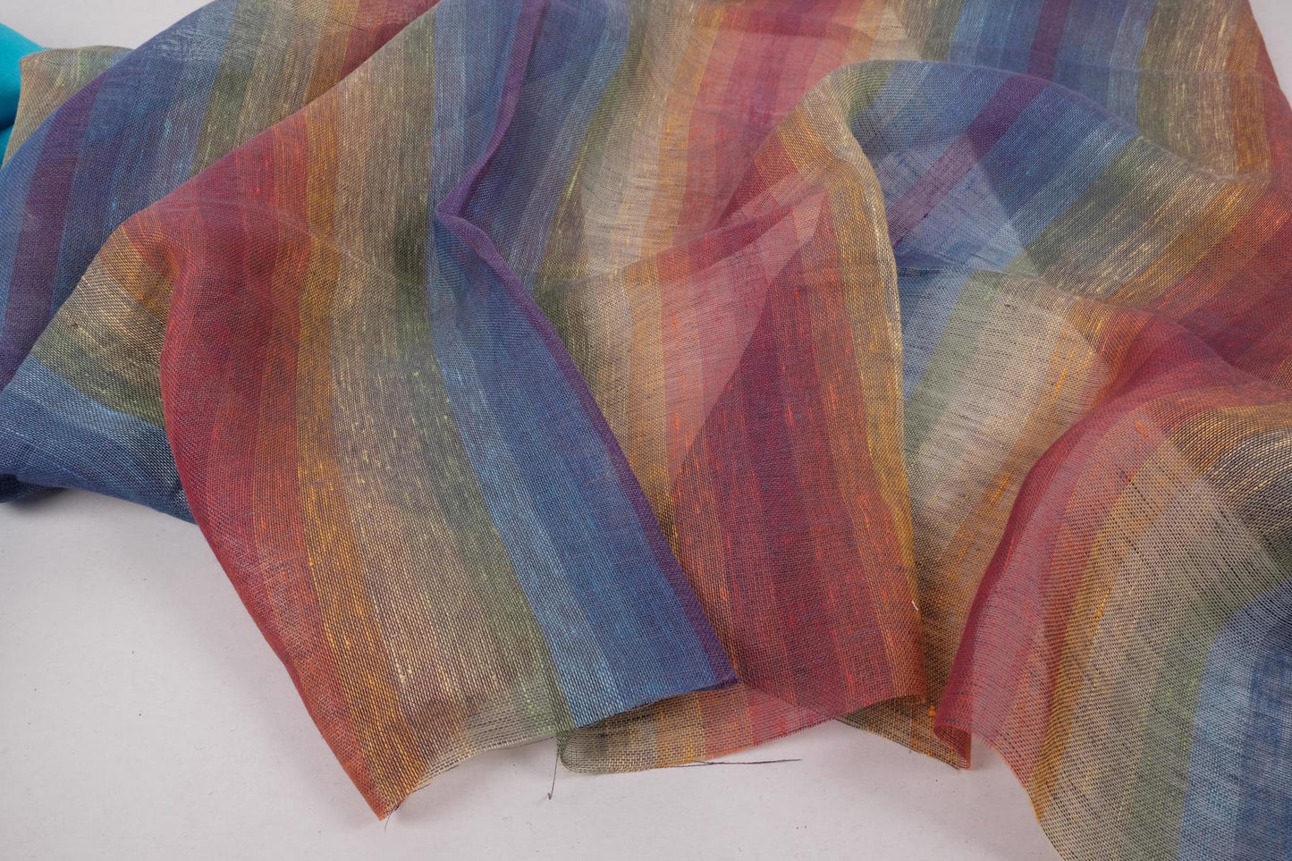 Sheer linen fabric - rainbow stripes - 886SH