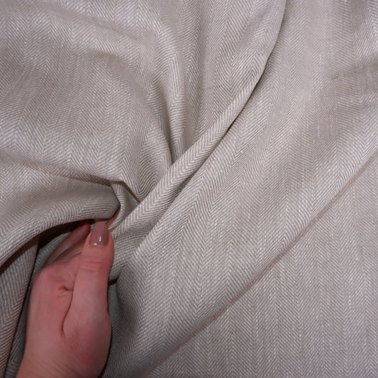 Herringbone - Natur oatmeal - Heavy linen fabric - T005H