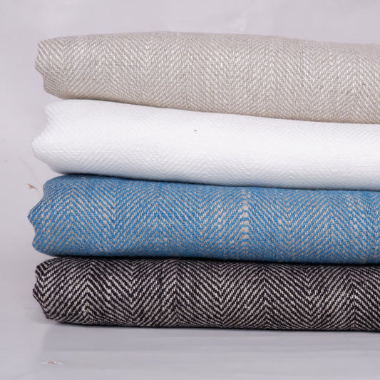 Herringbone offwhite - Heavy linen fabric - T006H