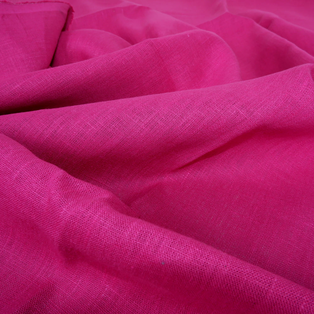 Magenta - Heavy 100% linen fabric - Regular - T008H - Solid color