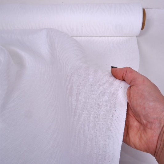 White - jacquard linen fabric - T001H