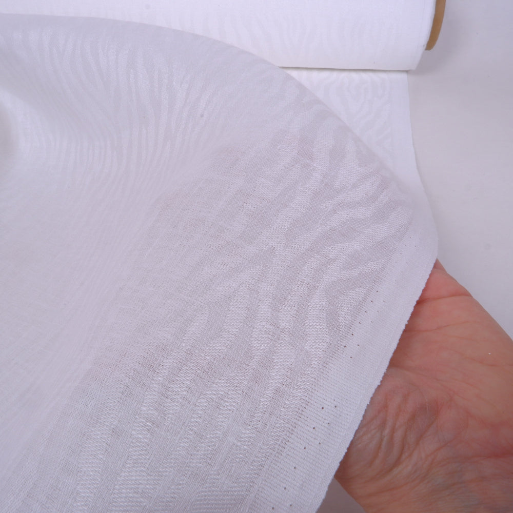 White - jacquard linen fabric - T001H