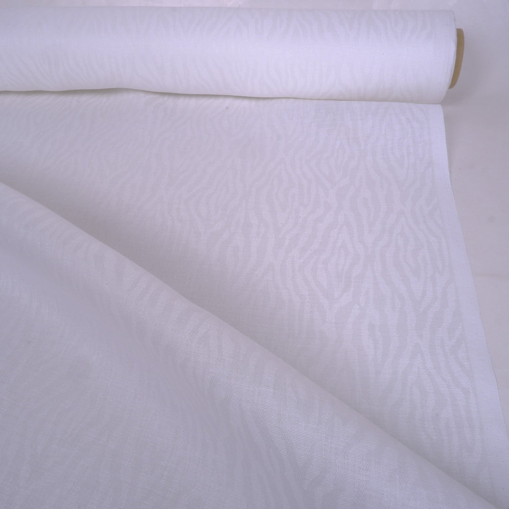 White - jacquard linen fabric - T001H