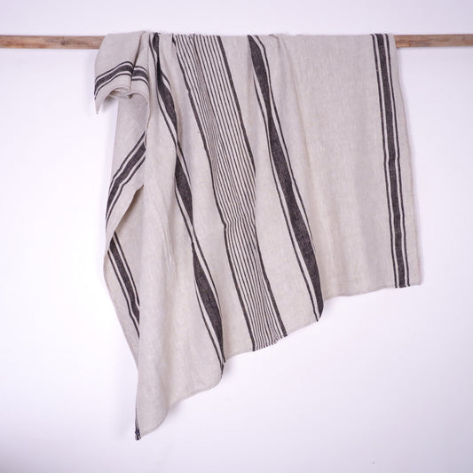 Village Black - linen blanket