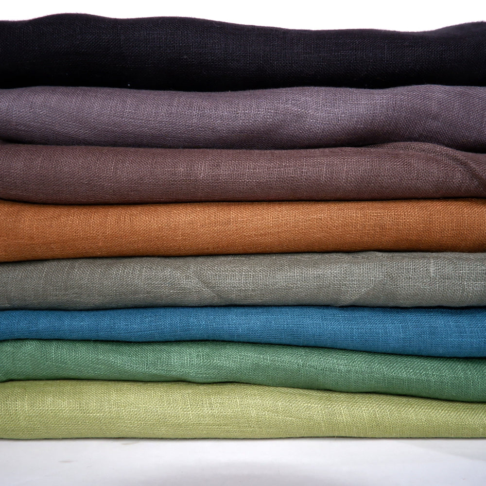 Shades of brown and green - Sheer linen fabric
