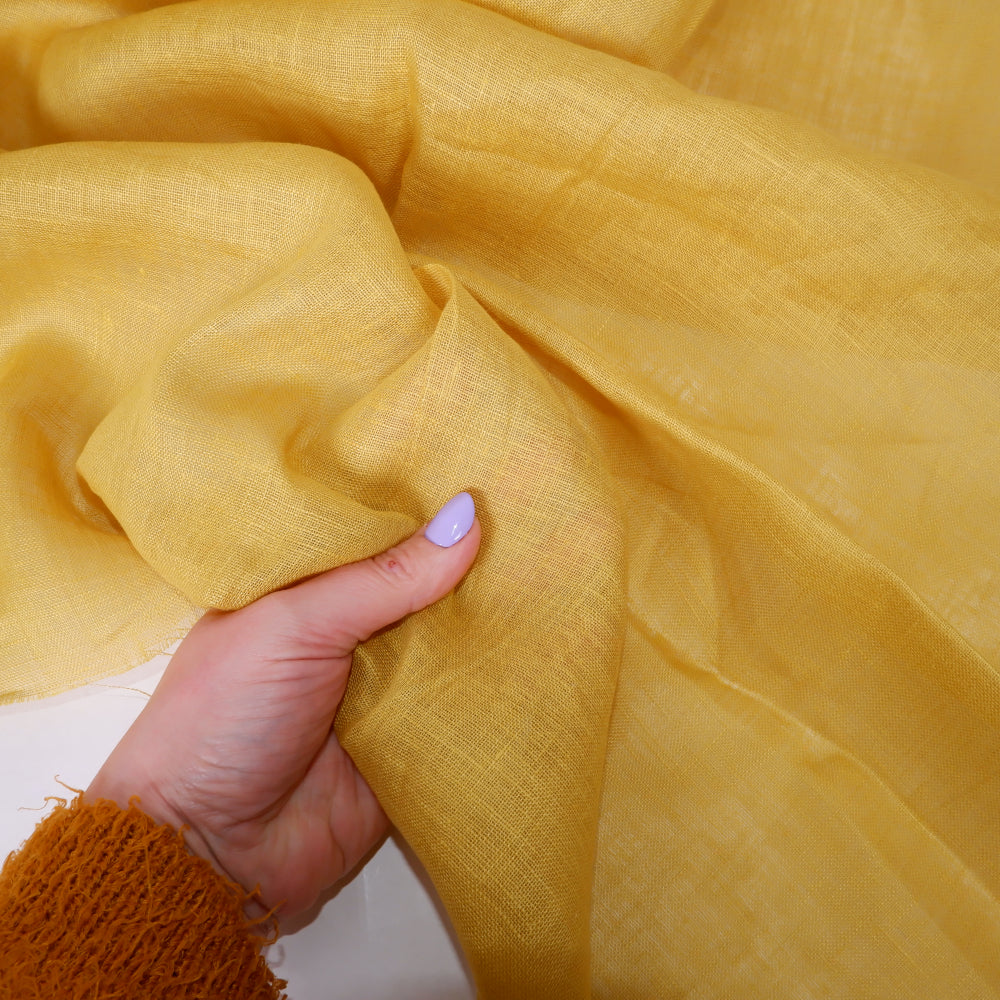 Sheer gauze - linen fabric - Chaki yellow - 9960P