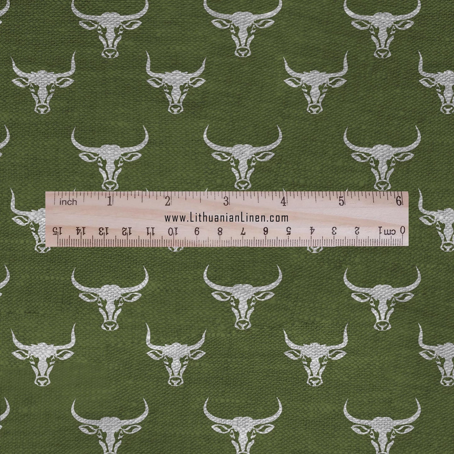 Taurus green print on 100% LINEN - Zodiac print Bull linen Fabric - Linen fabric for dressmaking home textile 2690