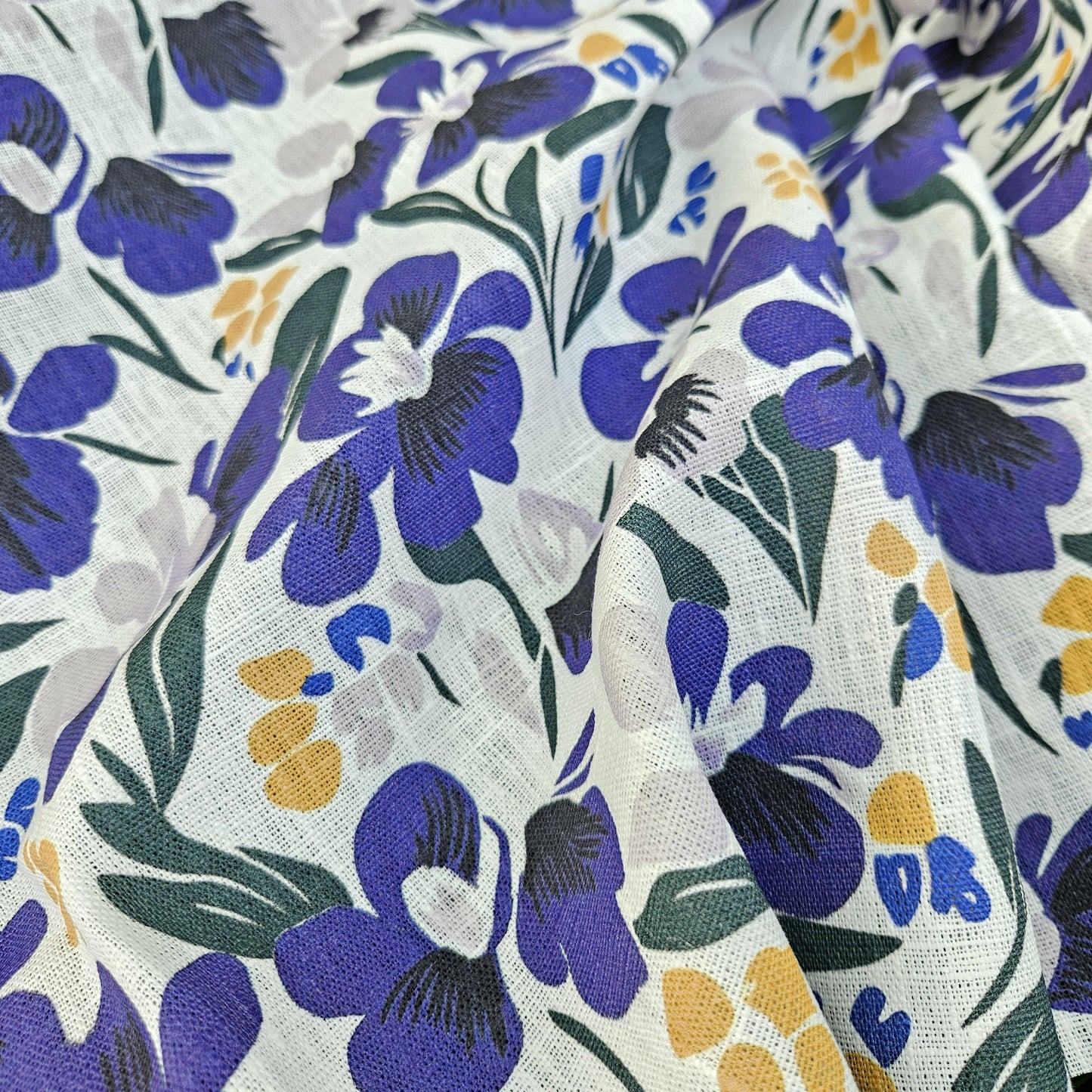 100% LINEN Fabric purple floral print - heavy linen fabric with dark purple print for upholstery home decor curtains dress making 2265
