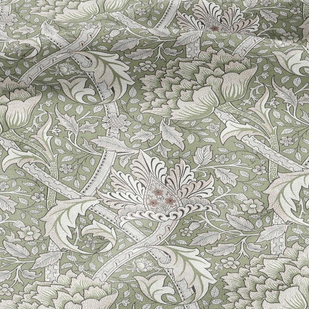 William Morris Windrush green print on 100% LINEN - Victorian Art crafts linen Fabric